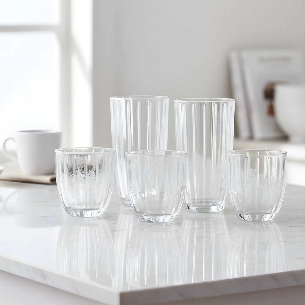 Capri 12-Piece Glassware Set – 6 Coolers (16oz) & 6 Glasses (10oz)