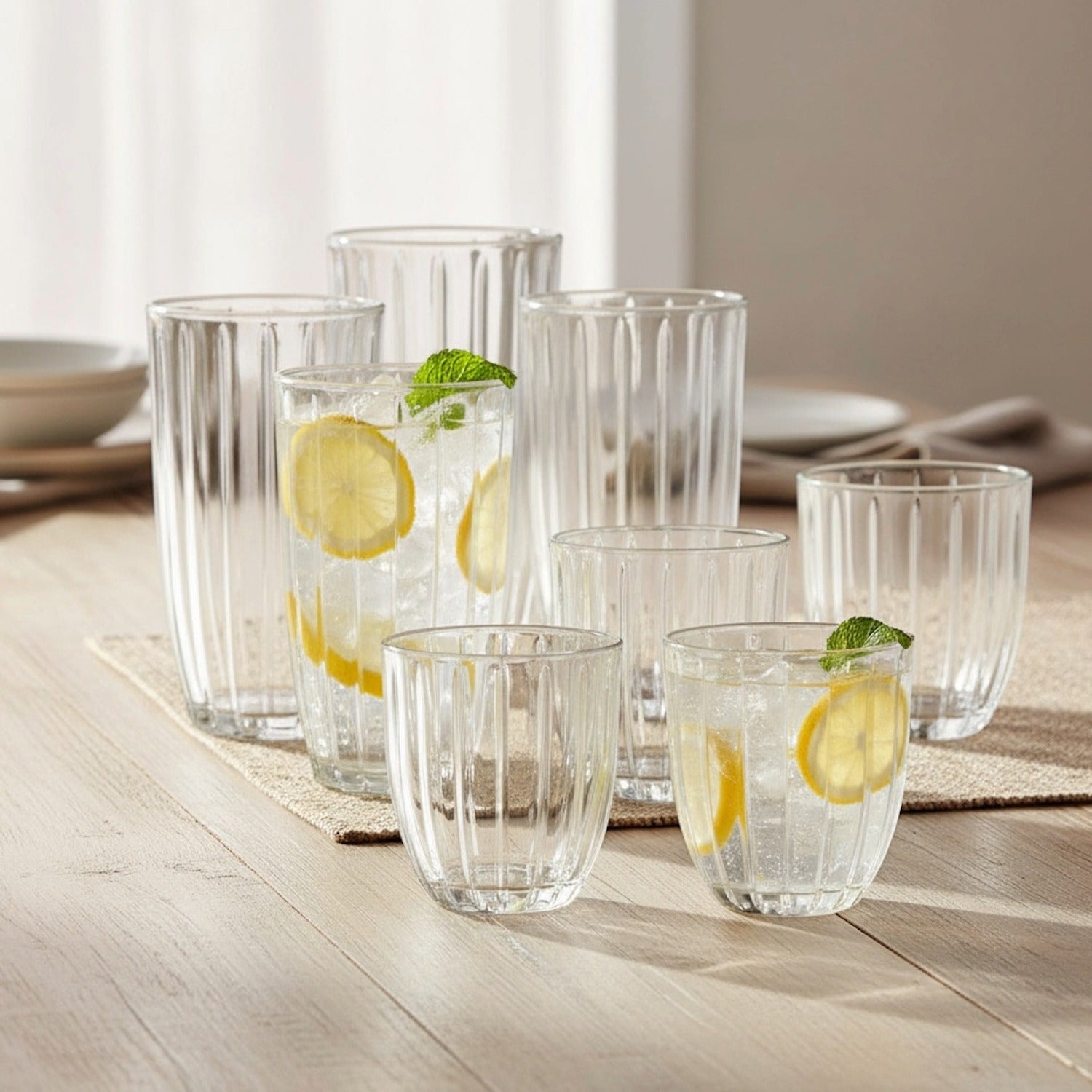 Capri 12-Piece Glassware Set – 6 Coolers (16oz) & 6 Glasses (10oz)