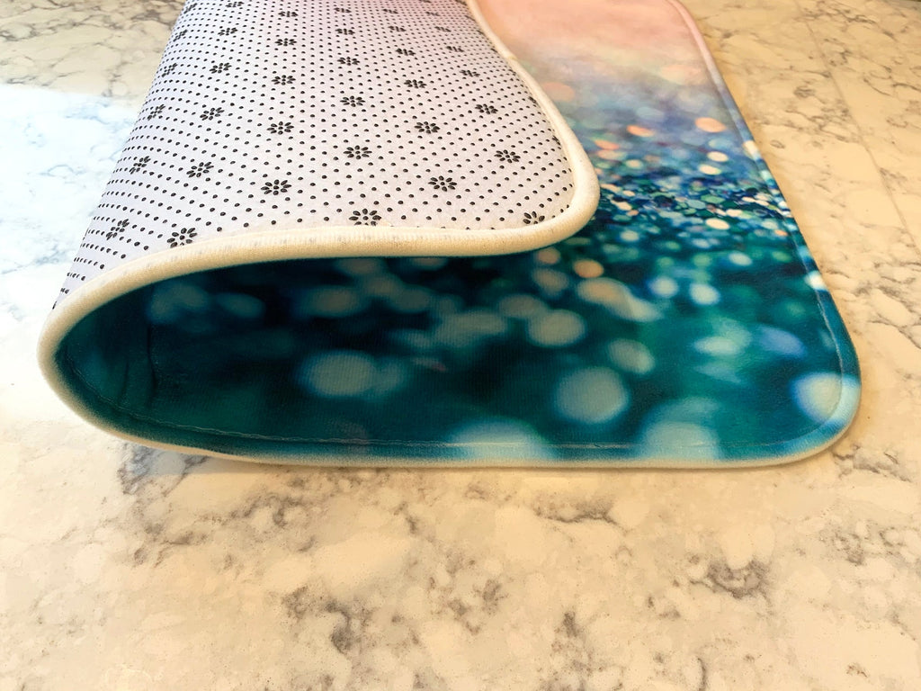 Dish Drying Mat - White Circles In Circles On Purple Pattern Patterns